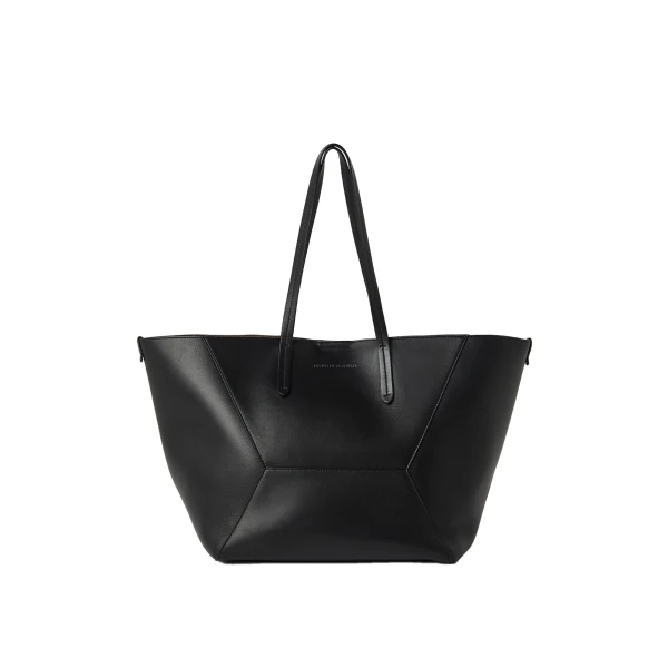 Brunello Cucinelli Calfskin BC Duo bag in Black