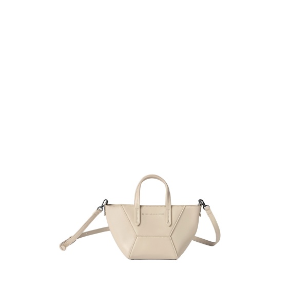 Brunello Cucinelli Calfskin BC Duo mini bag in Ivory