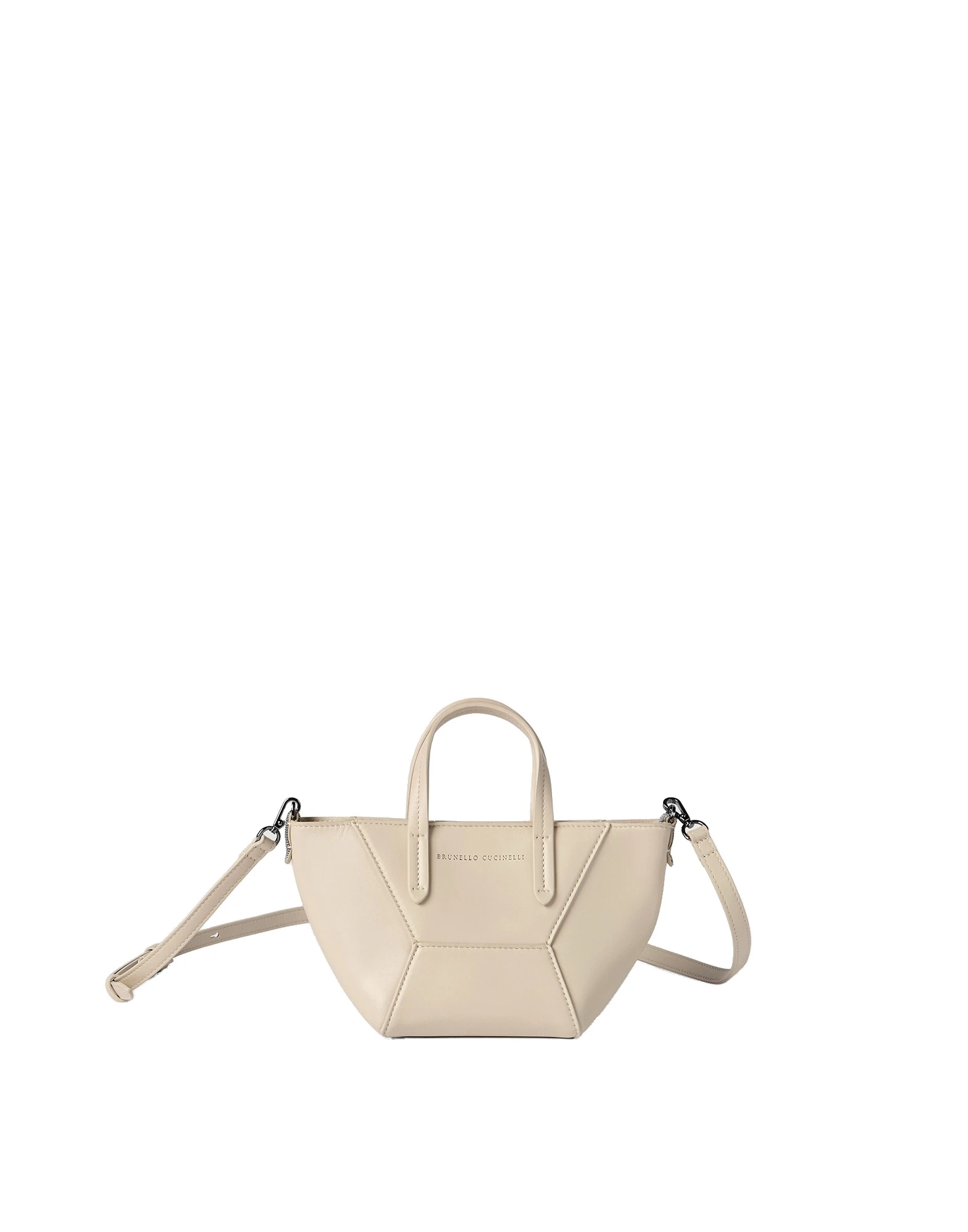 Brunello Cucinelli Calfskin BC Duo mini bag in Ivory | Buy Mini Bags at Coveti Brunello Cucinelli Calfskin BC Duo mini bag in Ivory