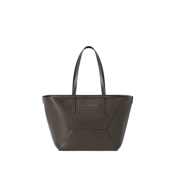 Brunello Cucinelli Calfskin BC Duo small bag in Rust Brown