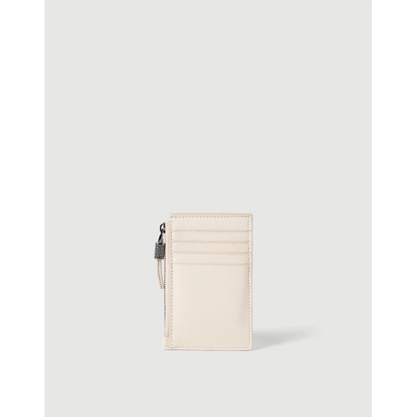 Brunello Cucinelli Calfskin card case in Ivory, view 2 | Wallets & Purses | Coveti