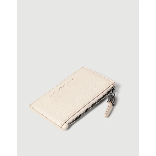 Brunello Cucinelli Calfskin card case in Ivory, view 3 | Wallets & Purses | Coveti