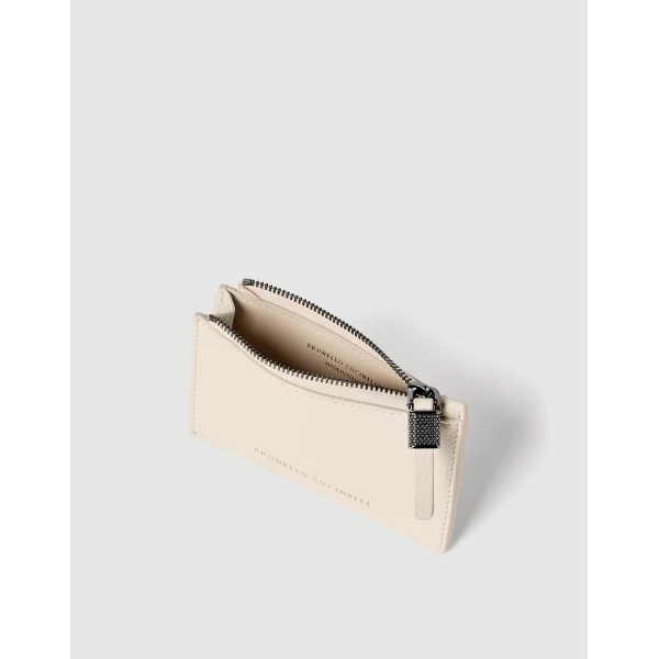 Brunello Cucinelli Calfskin card case in Ivory, view 4 | Wallets & Purses | Coveti