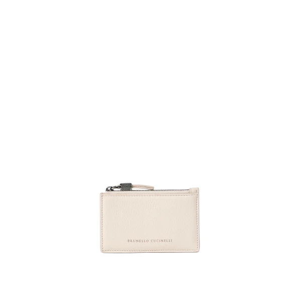 Brunello Cucinelli Calfskin card case in Ivory | Wallets & Purses | Coveti
