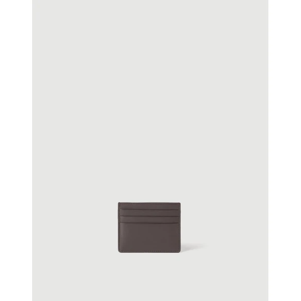 Brunello Cucinelli Calfskin card case in Rust Brown, view 2 | Wallets & Purses | Coveti