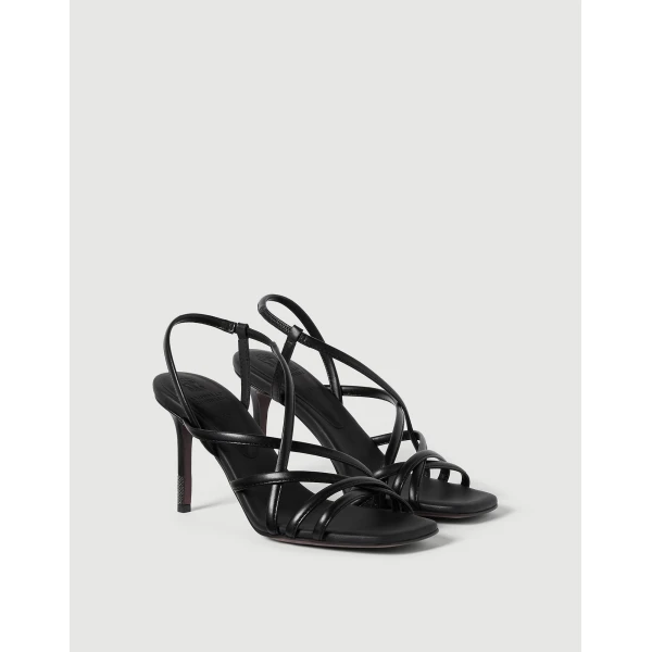 Calfskin heels with monili in Black - Image 2