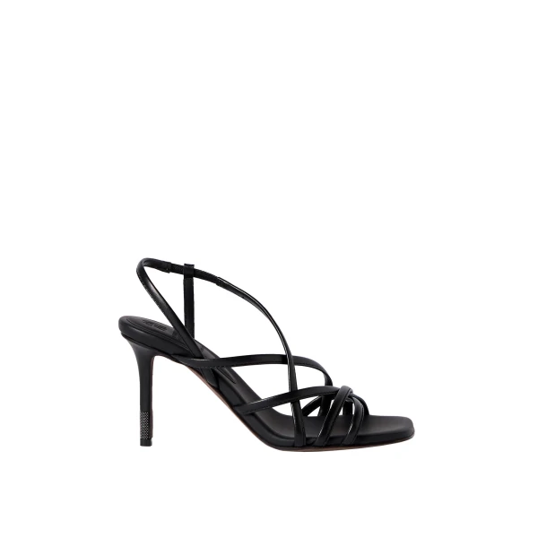Calfskin heels with monili in Black