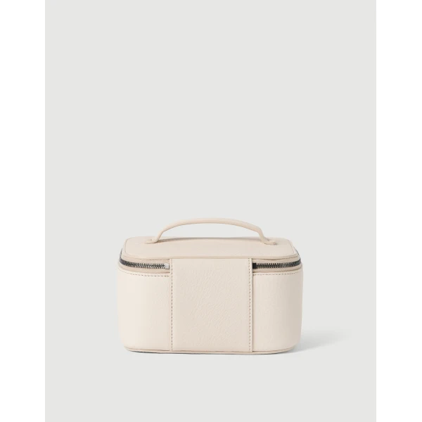 Brunello Cucinelli Calfskin jewelry box with monili in Ivory, view 2 | Accessories | Coveti