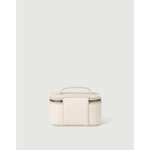 Brunello Cucinelli Calfskin jewelry box with monili in Ivory, view 2 | Accessories | Coveti