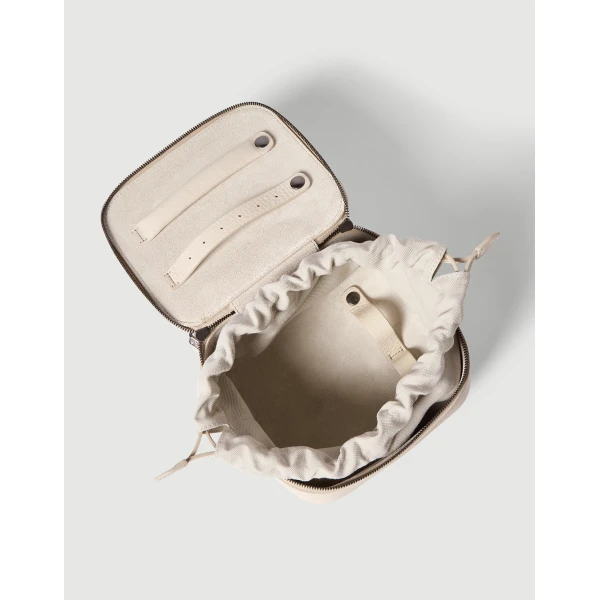 Brunello Cucinelli Calfskin jewelry box with monili in Ivory, view 4 | Accessories | Coveti