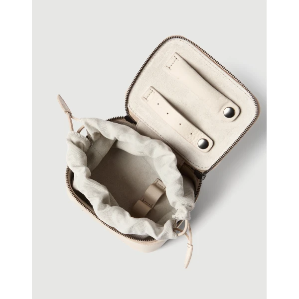 Brunello Cucinelli Calfskin jewelry box with monili in Ivory, view 4 | Accessories | Coveti