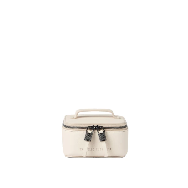 Brunello Cucinelli Calfskin jewelry box with monili in Ivory | Accessories | Coveti