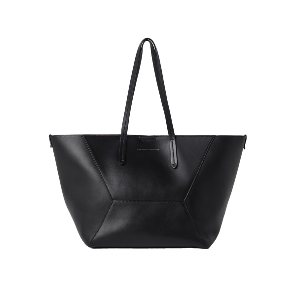 Brunello Cucinelli Calfskin large BC Duo bag in Black