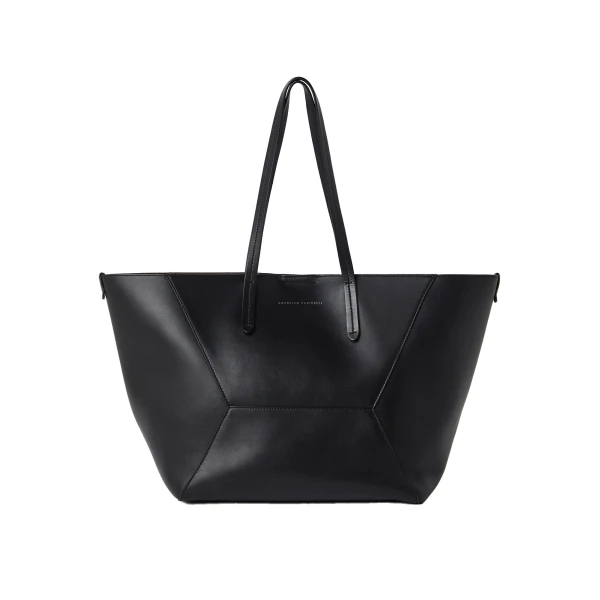 Brunello Cucinelli Calfskin large BC Duo bag in Black