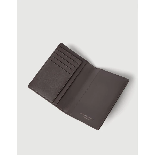 Brunello Cucinelli Calfskin passport holder in Rust Brown, view 3 | Wallets & Purses | Coveti