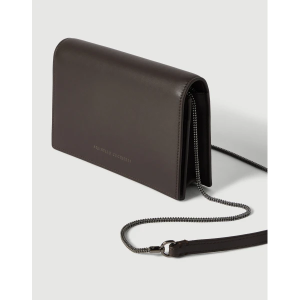 Brunello Cucinelli Calfskin wallet in Rust Brown, view 3 | Wallets & Purses | Coveti