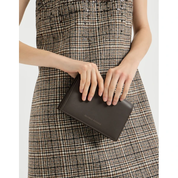 Brunello Cucinelli Calfskin wallet in Rust Brown, view 4 | Wallets & Purses | Coveti