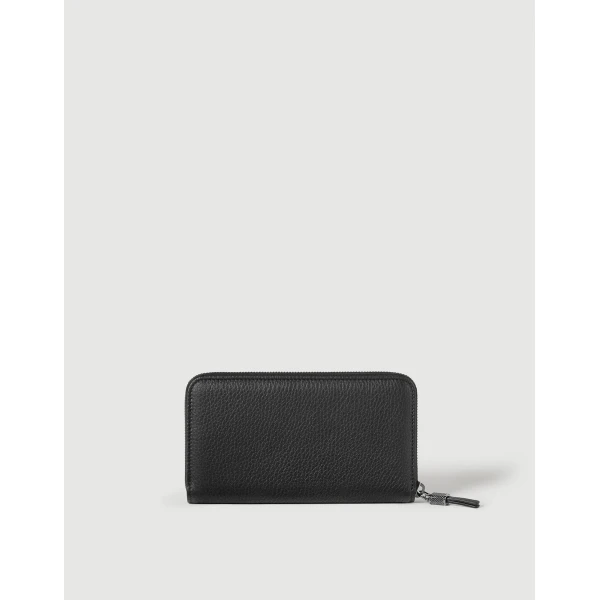 Brunello Cucinelli Calfskin wallet with monili in Black, view 2 | Wallets & Purses | Coveti