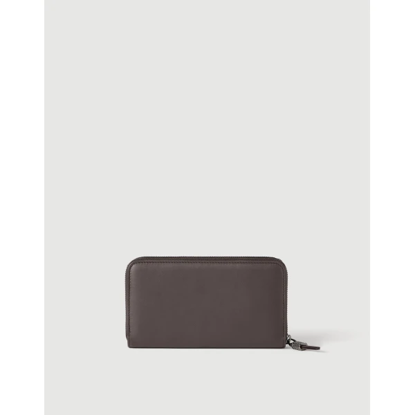 Brunello Cucinelli Calfskin wallet with monili in Rust Brown, view 2 | Wallets & Purses | Coveti