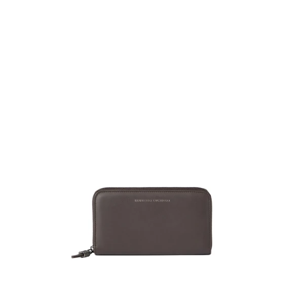 Brunello Cucinelli Calfskin wallet with monili in Rust Brown | Wallets & Purses | Coveti