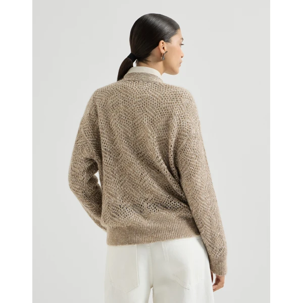 Cardigan Dazzling Abstract Leaf in Light Brown - Image 3