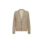 Brunello Cucinelli Cardigan Dazzling Abstract Leaf in Light Brown
