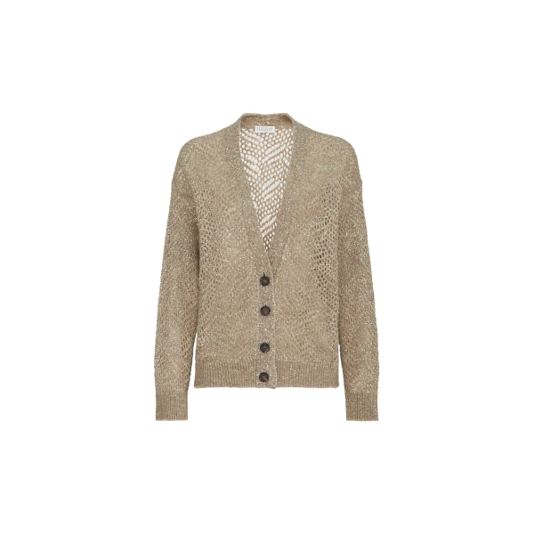 Cardigan Dazzling Abstract Leaf in Light Brown