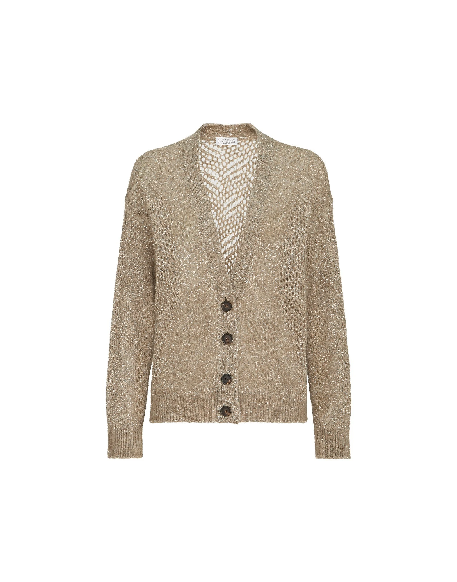 Brunello Cucinelli Cardigan Dazzling Abstract Leaf in Light Brown | Buy Knitwear at Coveti Brunello Cucinelli Cardigan Dazzling Abstract Leaf in Light Brown