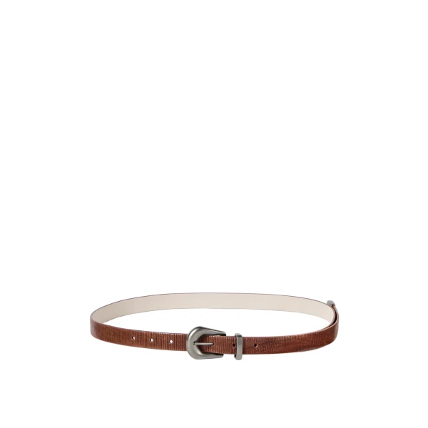 Carved leather belt in Light Brown
