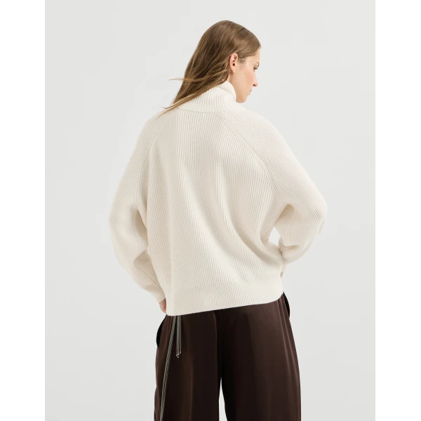 Brunello Cucinelli Cashmere English rib sweater in Butter, view 3 | Sweaters | Coveti