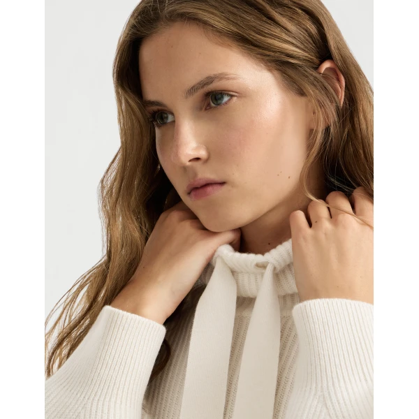 Brunello Cucinelli Cashmere English rib sweater in Butter, view 4 | Sweaters | Coveti