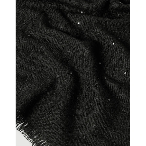 Brunello Cucinelli Cashmere and silk Diamond yarn scarf in Black, view 3 | Scarves | Coveti