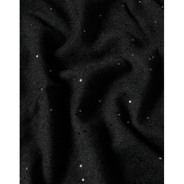 Brunello Cucinelli Cashmere and silk Diamond yarn scarf in Black, view 3 | Scarves | Coveti