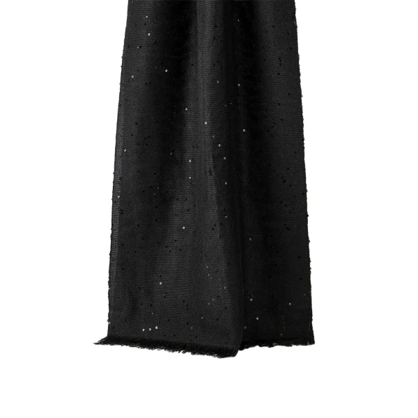 Brunello Cucinelli Cashmere and silk Diamond yarn scarf in Black | Scarves | Coveti