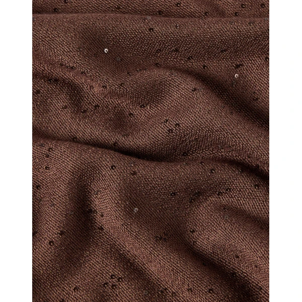 Brunello Cucinelli Cashmere and silk Diamond yarn scarf in Brown, view 3 | Scarves | Coveti