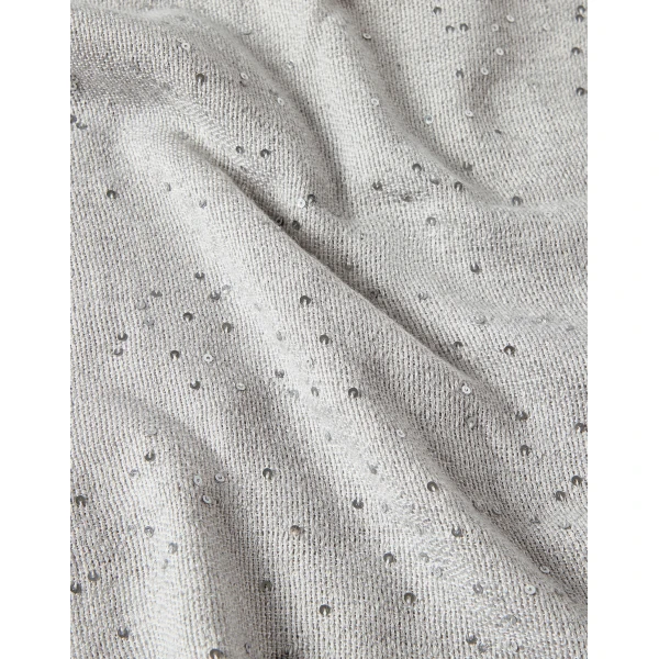 Brunello Cucinelli Cashmere and silk Diamond yarn scarf in Light Grey, view 3 | Scarves | Coveti