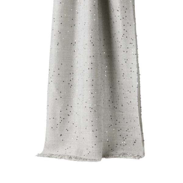 Brunello Cucinelli Cashmere and silk Diamond yarn scarf in Light Grey | Scarves | Coveti
