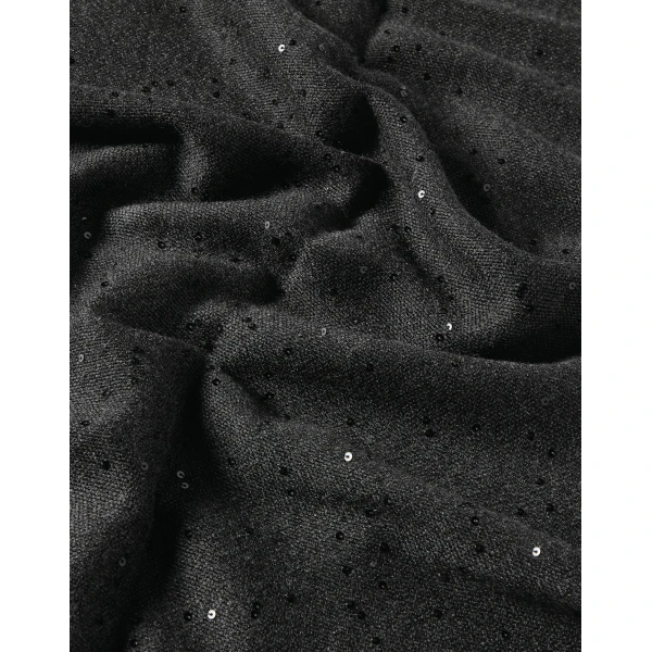 Brunello Cucinelli Cashmere and silk Diamond yarn scarf in Lignite Grey, view 3 | Scarves | Coveti