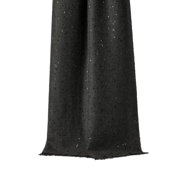 Brunello Cucinelli Cashmere and silk Diamond yarn scarf in Lignite Grey | Scarves | Coveti