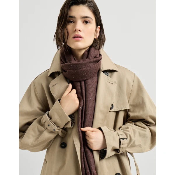 Brunello Cucinelli Cashmere and silk Diamond yarn scarf in Mauve, view 4 | Scarves | Coveti