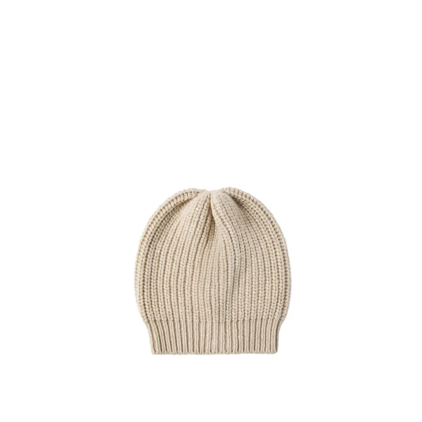 Cashmere and silk beanie in Beige