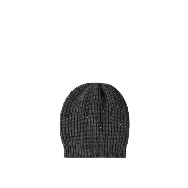 Cashmere and silk beanie in Lignite Grey