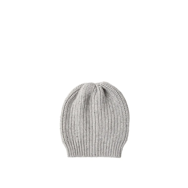 Cashmere and silk beanie in Pebble