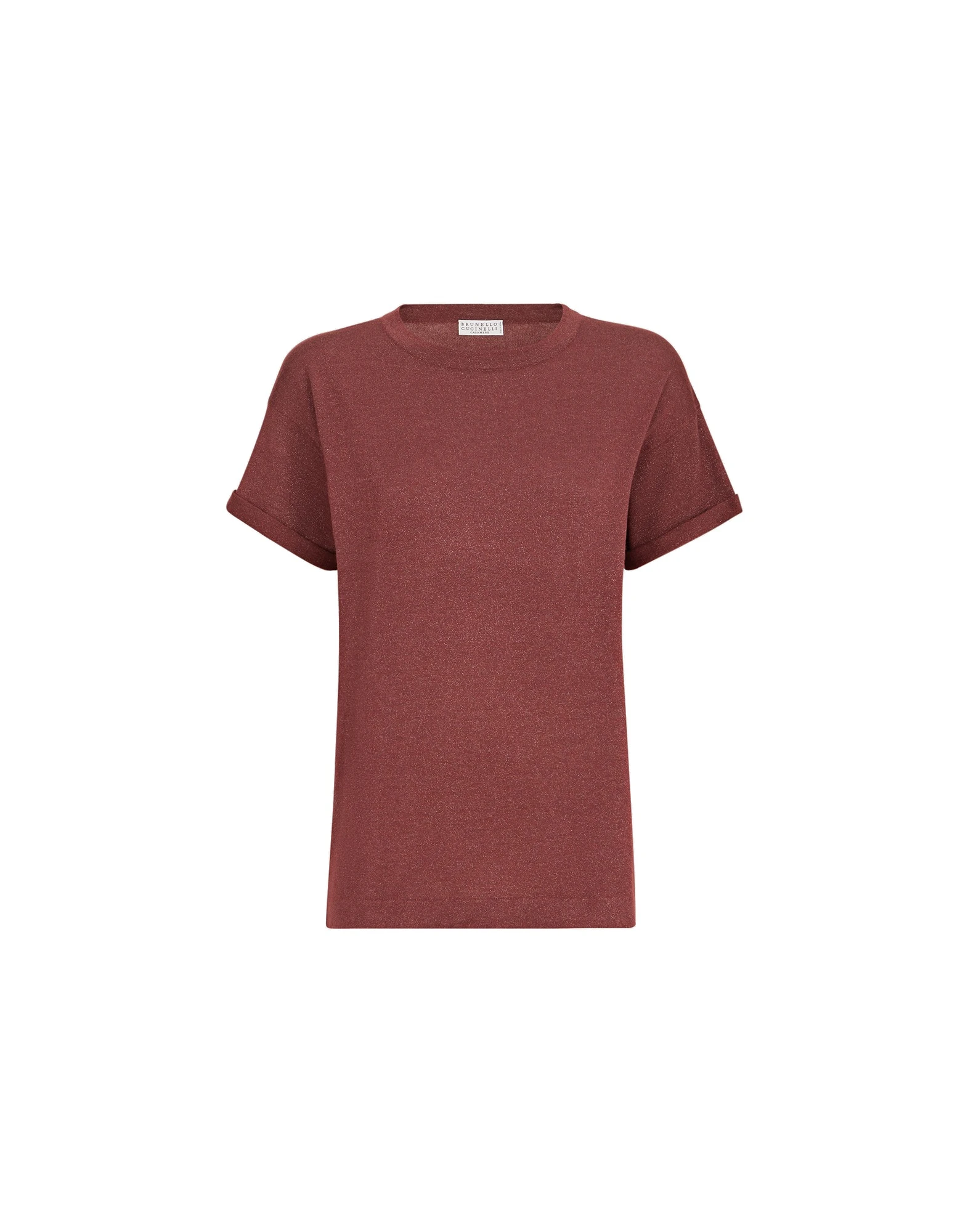 Brunello Cucinelli Cashmere and silk knit T-shirt in Ruby Brunello Cucinelli