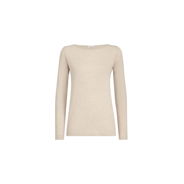 Cashmere and silk lightweight sweater in Beige