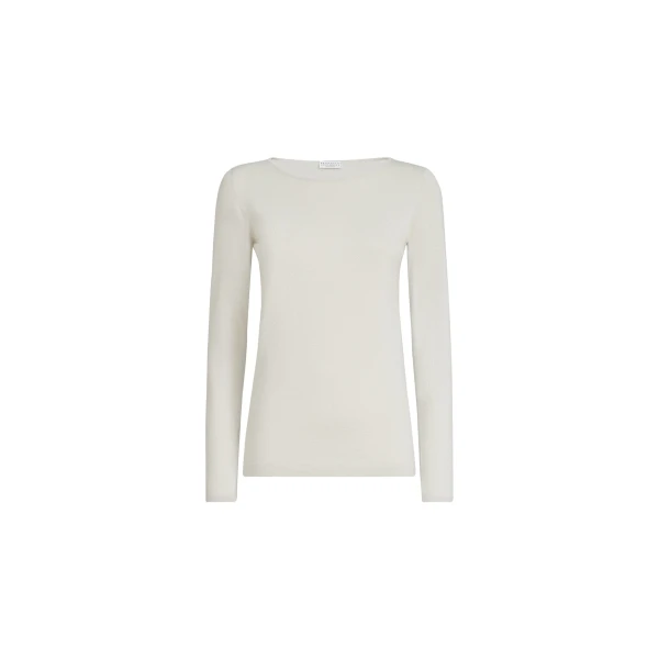 Cashmere and silk lightweight sweater in Milk