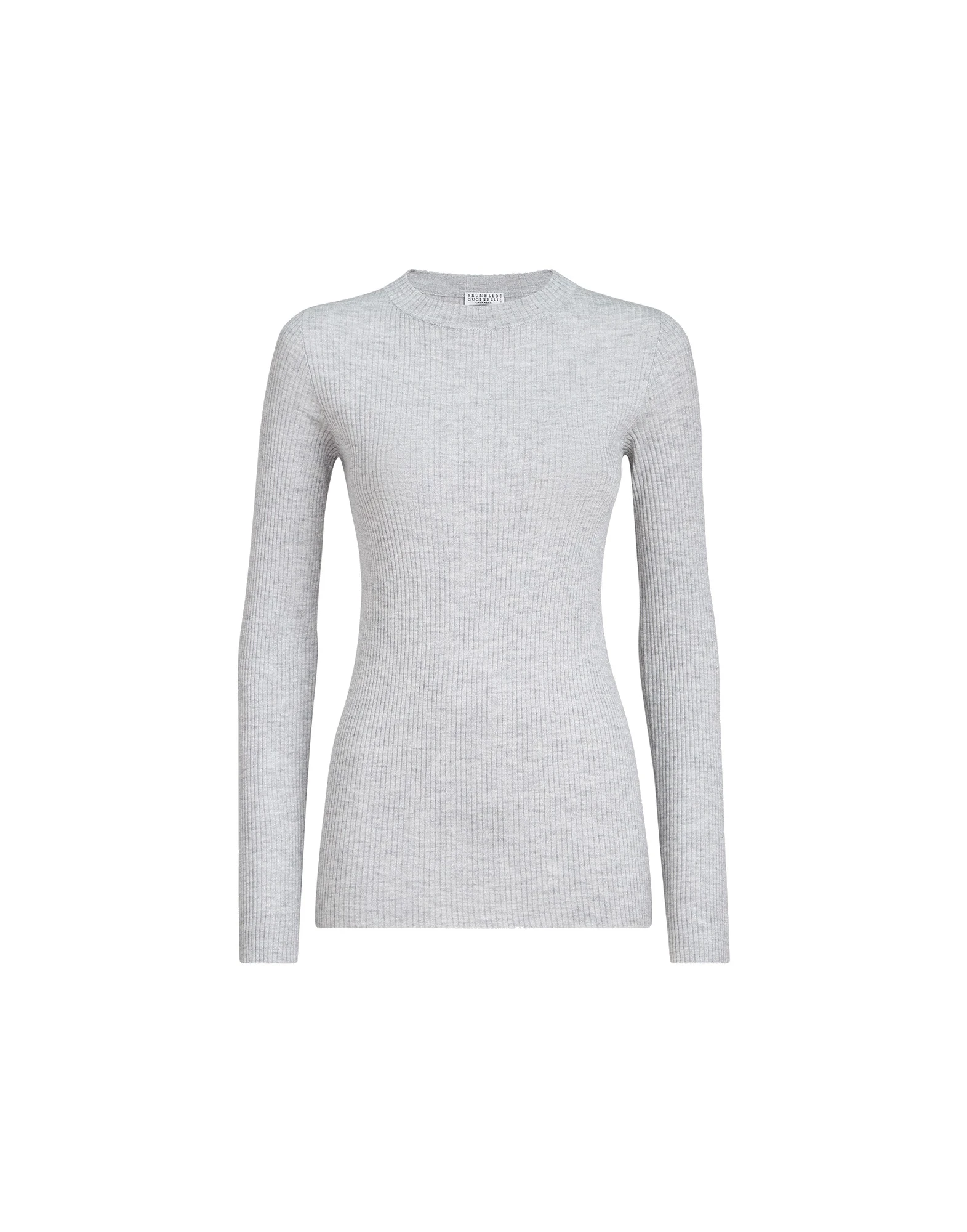 Brunello Cucinelli Cashmere and silk ribbed sweater in Light Grey Brunello Cucinelli
