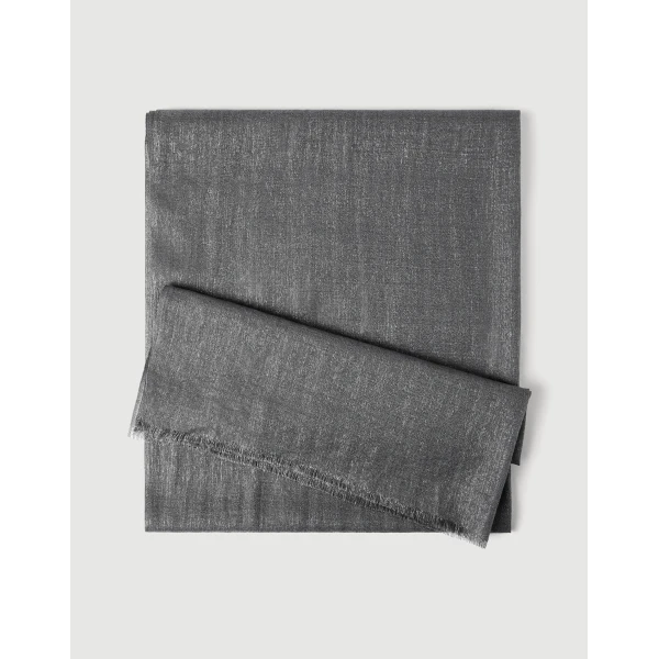 Brunello Cucinelli Cashmere and silk scarf in Lead, view 2 | Scarves | Coveti