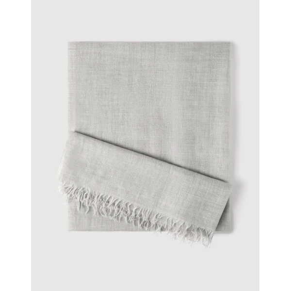 Brunello Cucinelli Cashmere and silk scarf in Light Grey, view 2 | Scarves | Coveti
