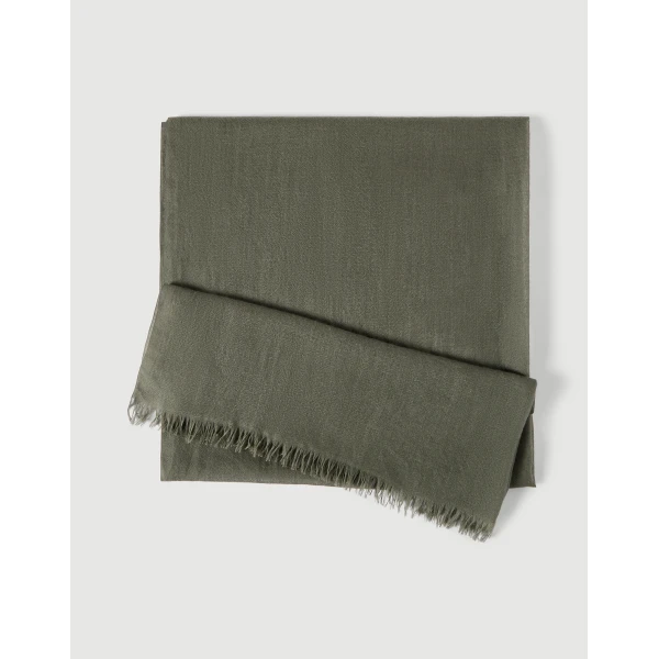 Brunello Cucinelli Cashmere and silk scarf in Origano, view 2 | Scarves | Coveti